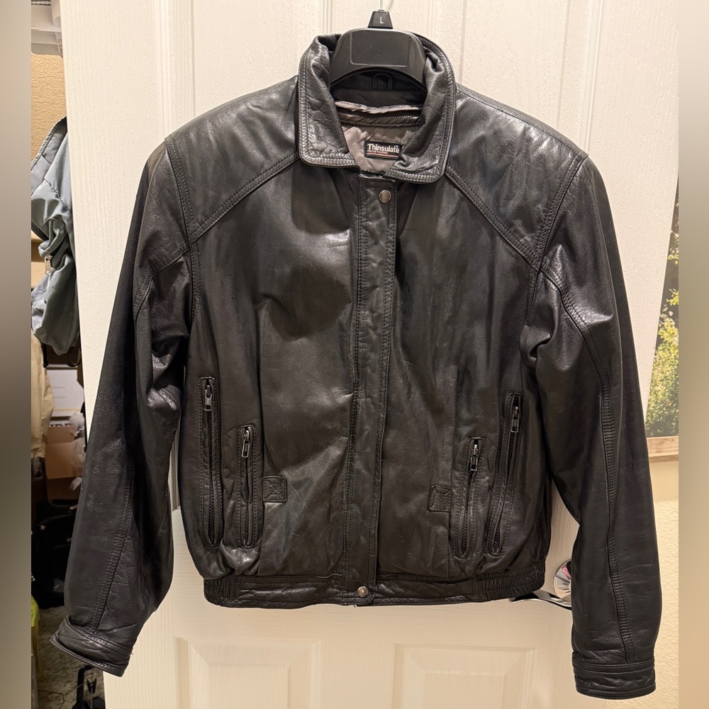 Vintage Leather Bomber Jacket